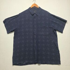 Marc‎ Edwards Men's Blue Rayon Short Sleeve Button Up Shirt Size XL